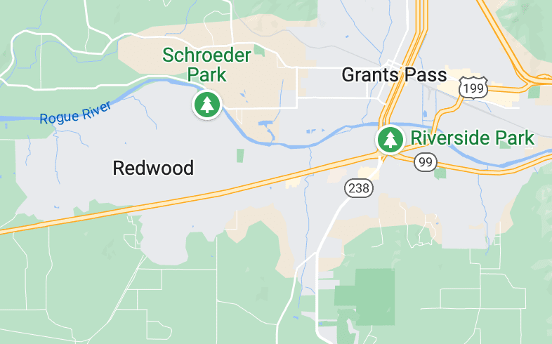 Rogue River Gold Panning Map
